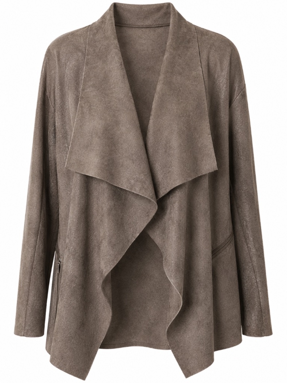 WORTHINGTON Waterfall Lapel Stretch Faux Suede/Leather Jacket EUC